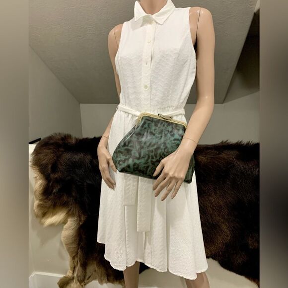 Vintage Handmade Genuine Premium Leather Push Lock Clutch/Shoulder Bag/Crossbody - Picture 5 of 16